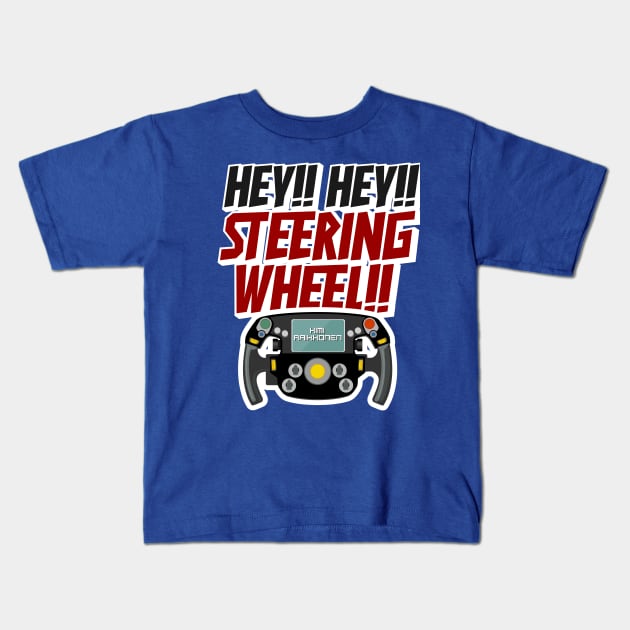 Kimi Raikkonen - Steering Wheel Kids T-Shirt by jaybeetee